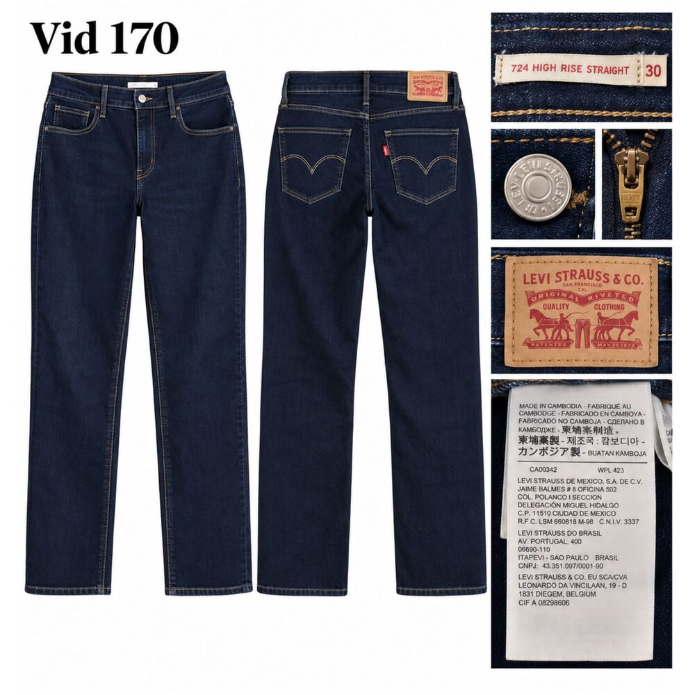 VID 170 Levi's 724 High Rise Straight Women's Jeans Size 30 Dark Wash Stretch
